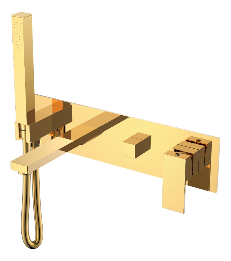 Смеситель для ванны встроенный QUBIC Gold 