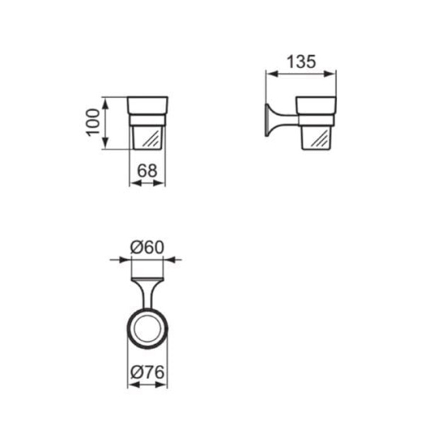 Ideal Standard La Dolce Vita Стакан, подвесной, цвет: хром/матовое стекло 