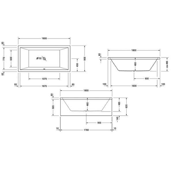 DURAVIT Ножки для ванн и душевых поддонов с боковой длиной> 1000 мм 