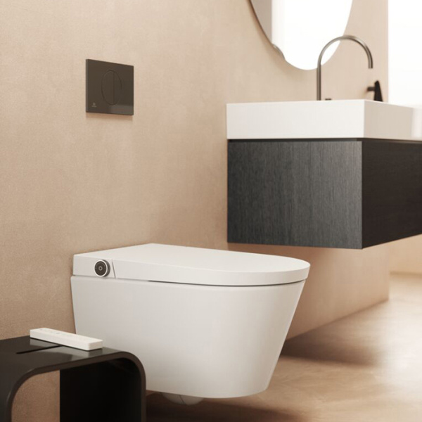 Ideal Standard I.Life E Безободковый унитаз-биде подвесной, электр. пульт,фен,форсунка омывания, подсветка, датчик присутствия, цвет: белый глянец 