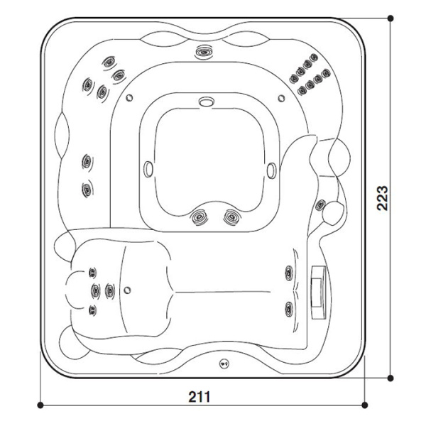 Jacuzzi LODGE L Минибассейн отдельностоящий ,цвет акрила Platinum, внешняя Sillwer wood, c г/м Hydro+Blower, утеплитель Eco Shield, без крышки 